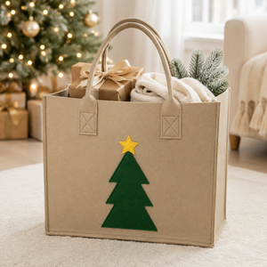 Grande Borsa in Feltro per Shopping Natalizio, Porta Regali Riutilizzabile con Logo e Colore Personalizzati - Product Image 1