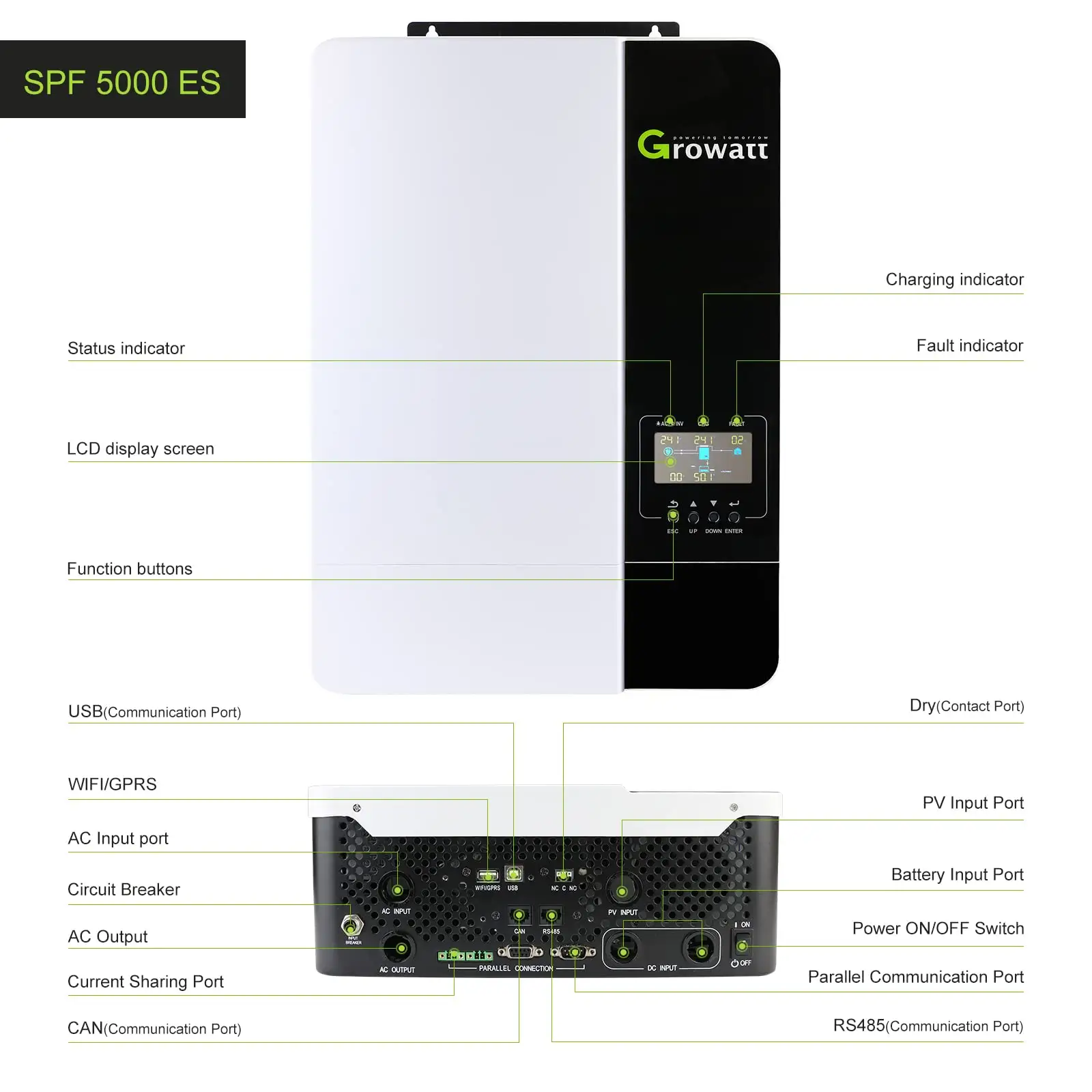 Eu Lager Growatt SPF 5000 es 48V 5000w 5kw Offgrid Wechsel richter Growatt 5000es