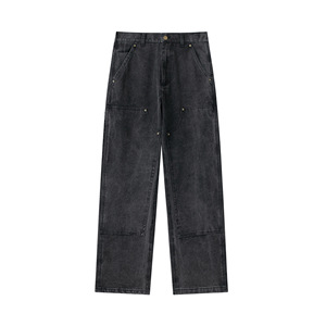 Jeans baggy brodés sur mesure, <span class=keywords><strong>pantalon</strong></span> de <span class=keywords><strong>skate</strong></span> pour grands garçons, style Stone Street 2026, en coton délavé bleu foncé, décontracté et léger pour hommes - Product Image 3