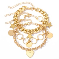 Браслет Cenda Punk Heart Pearl Alloy Roses Cuban Chain Butterfly Charm для женщин, оптовая продажа ювелирных изделий