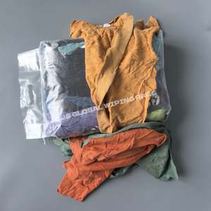 Chiffons de nettoyage industriels en molleton de coton 100% recyclé coloré, chiffons de nettoyage pour atelier, chiffons en coton - Product Image 1