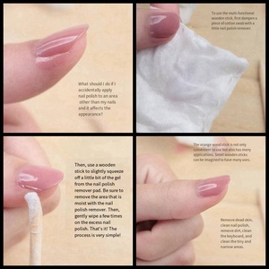 SunelPort SP-300 Bâtonnets à ongles double-embout jetables et réutilisables en bois d'oranger et de hêtre pour nail art, strass, 6,3 cm, 100 pièces, repousse-cuticules - Product Image 5