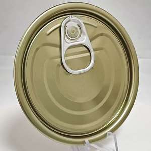 300 #   Couvercle <span class=keywords><strong>de</strong></span> boîte en fer blanc chromé <span class=keywords><strong>de</strong></span> 72,9 mm avec anneau <span class=keywords><strong>de</strong></span> traction argenté en aluminium et revêtement jaune - Product Image 2