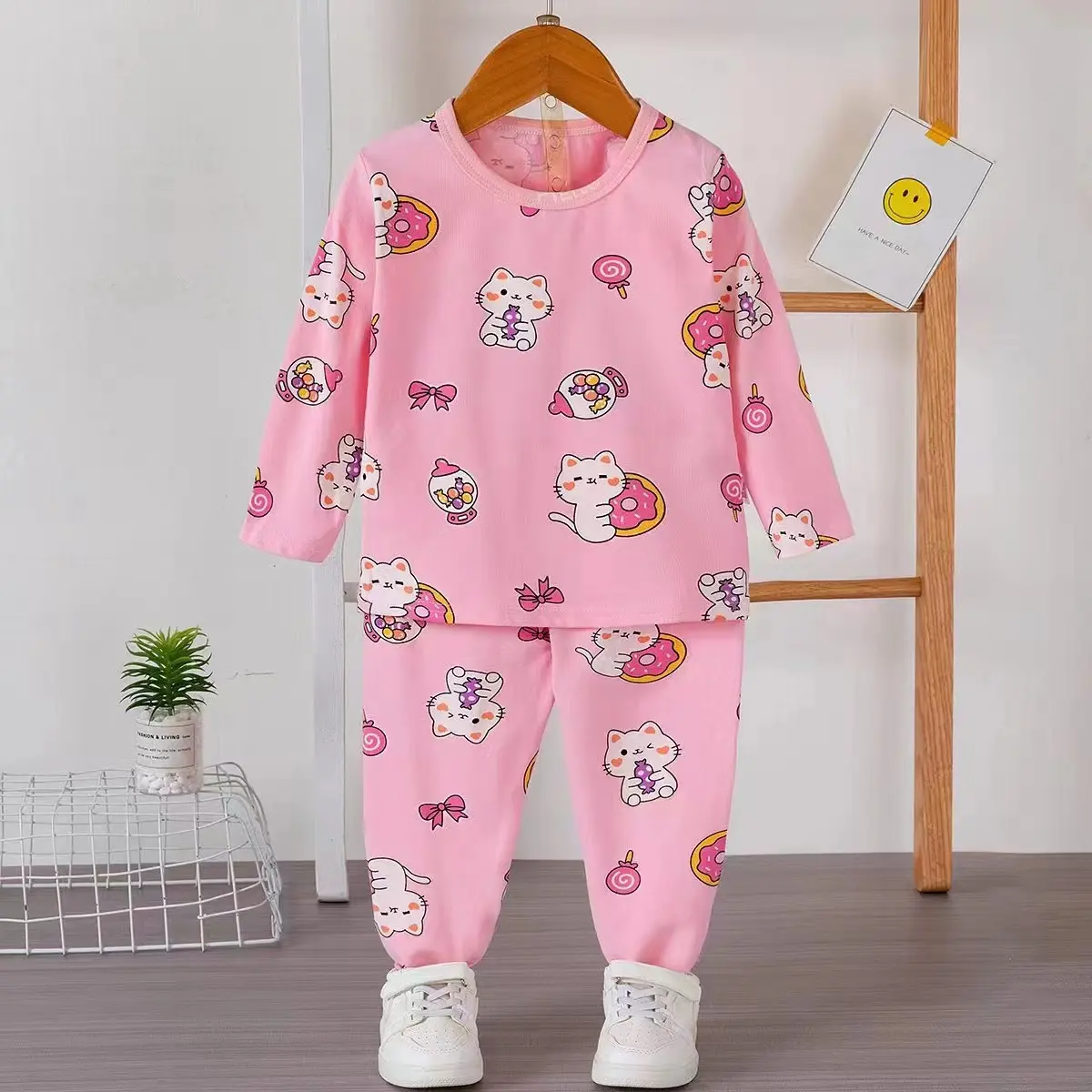 Cute Cartoon Custom Children Loungewear Cozy Print Pijama Cotton 100% Pyjama Designer Pajama Set For Kids Girls