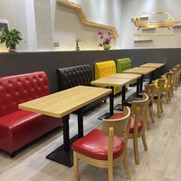Combinaison Table-Chaise Personnalisée en PU, Style Moderne et Minimaliste, pour Cafés, Restaurants, Salons de Thé, Hamburgers et Restaurants de Hot Pot