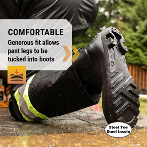 Сверхпрочная защитная обувь из ПВХ со стальным носком, Водонепроницаемая дышащая сетчатая подкладка, рабочие ботинки унисекс для фабричного Промышленного цеха - Product Image 4