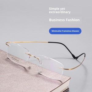 Ultra Flexible Lightweight Rimless Eyeglass <strong>Frames</strong> with Vintage <strong>Folding</strong> Temples Unisex Myopia Glasses-Wholesale Fashion - Product Image 2