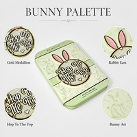 Caja de Papel para Paleta de Maquillaje Verde Menta Personalizada de Lujo, Diseño de Conejito 'Hop to the Top', Empaque Cosmético OEM al por Mayor