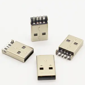 Conector USB 2,0 macho A tipo USB, conector PCB de 180 grados, SMT, AM, macho de 4 pines, para cable de datos