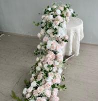 J-FR105 Vente en gros de fleurs artificielles en soie pour allée de cérémonie de mariage, chemin de table floral pour décoration de mariage