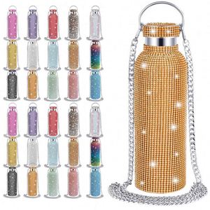 Wholesale 350ml 500ml 750ml 1000ml Sparkling Diamond Vacuum <b>Flask</b> Bling Rhinestone Stainless Steel Bling Diamond Water <b>Bottle</b> - Product Image 1