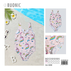 Costume da bagno Buonic Kids Unicorn One Piece con stampa arcobaleno a righe rosa 6/12 12/18 18/24 24/30 30/36 - Product Image 3
