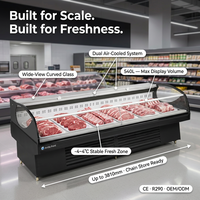 Vitrine Réfrigérée de Luxe Premium pour Viande, Compresseur Embraco, 3810mm, Refroidissement par Air, OEM Personnalisé, Chaîne Supermarché