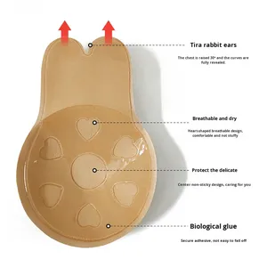 Grensoverschrijdende Nieuwe Sexy Kanten Lift Borst Ademende Tepelhoezen Pull-Up Konijnenoren Siliconen Onzichtbare Borstlift Stickers - Product Image 2