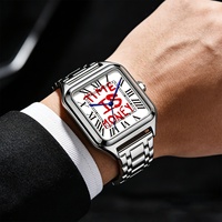 Reloj de Cuarzo para Hombre TIME IS MONEY, de Acero Inoxidable, con Esfera Cuadrada, Diseño Romano, Lujoso, para Negocios, Resistente al Agua