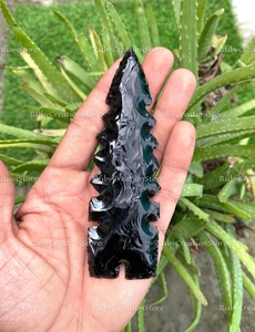 Exclusivo Juego de Cuchillos con Punta de Flecha de Obsidiana Negra Tallados a Mano - Cuchillas de Cristal para Sanación Ritual, Cuchillo de Piedra para Exhibición Espiritual - Product Image 6