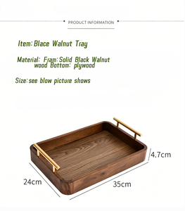 Vassoio di Servizio Personalizzabile in Legno di Noce per Cucina, Casa o Hotel, Stile Classico, Stoviglie per Feste o Servizio Cibo - Product Image 2