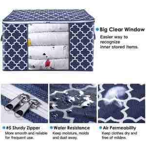 3-Pack Large Comforter Storage <b>Bags</b> for Clothes Sweater Clothes Organizer with Dual Zipper Carrying Handles - Product Image 3