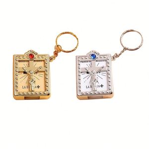 Llavero con Diseño Popular de Biblia Sagrada Miniatura en Inglés y Español, Accesorio Religioso Católico Dorado, Recuerdo - Product Image 2