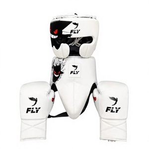 Ensemble d'équipement de boxe personnalisé Winning Boxing : Casque, Gants, Protection inguinale, en cuir véritable blanc à lacets, unisexe, pour entraînement et sparring - Product Image 1