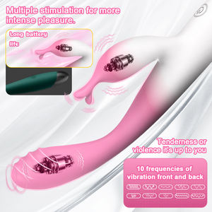 Vibrador de silicona de 10 frecuencias con doble vibración potente y estimulador de clítoris con cola para adultos - Product Image 3