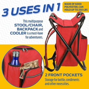 Sgabello Pieghevole Isolato per Esterni con Borsa Termica per Pesca, Campeggio, Picnic, Sedia da Spiaggia Pieghevole con Zaino Refrigerante - Product Image 3