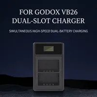 Chargeur de batterie LCD double fente pour Godox VB26 VB30, station de charge rapide USB-C à 2 baies avec affichage du niveau de batterie, pour usage domestique et extérieur