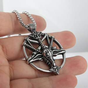 Collier avec pendentif animal en acier inoxydable, design géométrique argenté, bijoux de mode pour hommes, chaîne de 3.0*60cm, 24094 - Product Image 4