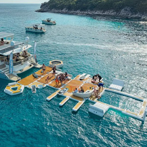 Gota puntada PVC isla flotante inflable Mesa flotante sofá muelle plataforma agua salón balsa inflable Aqua Fun Banas <span class=keywords><strong>barco</strong></span> - Product Image 2