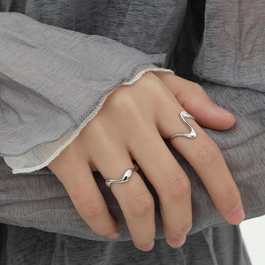 S925 Sterling Silver Irregular Wave <b>Ring</b> Polished Minimalist <b>Open</b> Design For Women Everyday Wear - Product Image 1