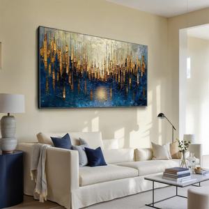 Grande Peinture Murale Contemporaine Texturée Paysage Abstrait sur Toile pour Décoration Chambre Salon Esthétique Douce pour la Maison - Product Image 3