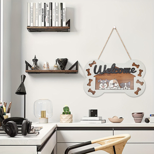 Placa de Parede de Madeira 'Bem-vindo' com Design de Osso e Animais de Estimação, Decoração para Casa - Product Image 6