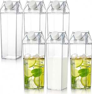 500Ml Rectangle Transparent <b>Milk</b> Carton Shaped Plastic Water <b>Bottle</b> Wholesale - Product Image 1