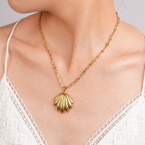 אופנה סיטונאית אופנה זהב 18k מצופה זהב יפהפייה תליון פרימיום שרשרת נירוסטה לנשים מתנה קלאסית - Product Image 4