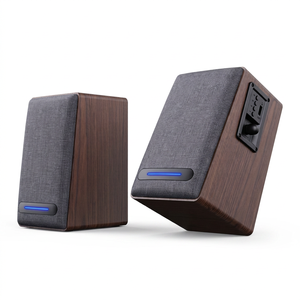 Wood Brown Bookshelf <b>Speakers</b> Box With Blue Tooth <b>USB</b> Powered Computer Monitor Bookshelf <b>Speaker</b> for PC - Product Image 1