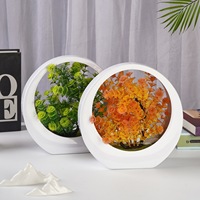 Lámpara LED Luminosa de Bonsái Artificial, Marco Redondo, Planta en Maceta, Luz Nocturna, Decoración de Escritorio, Adorno para Dormitorio, Sala de Estar