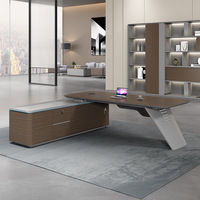 Bureau de direction en L pour cadres, nouveau style, mobilier de bureau en bois élégant et minimaliste pour présidents