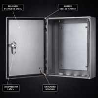 Boîtier de distribution extérieur étanche en acier inoxydable thermolaqué, ABS, PC, métal, niveau de protection IP65
