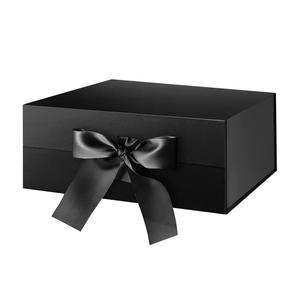 Wholesale Recycled Folding Handbag Clothes Rigid Packing <b>Box</b> Luxury <b>Large</b> Book Shape Cardboard Black <b>Box</b> with Ribbon - Product Image 6