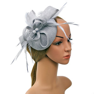 HAPPYQUALITY chiesa 2025 per <span class=keywords><strong>il</strong></span> giorno del partito cappelli Fascinator per capelli da sposa accessori da sposa <span class=keywords><strong>cappello</strong></span> di piume da donna - Product Image 4