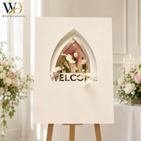 Panneau de bienvenue personnalisé en bois 3D floral poétique sur pied pour mariage, fiançailles, fête d'anniversaire, événement de grand ouverture, affichage directionnel