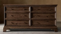 Meuble de rangement Rhoohill personnalisé en chêne, style campagne française vintage, commode à 6 tiroirs en bois massif