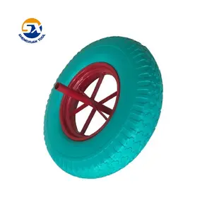 Roda busa pu solid 14 inci 3.50-8 dengan pelek baja dan berbagai warna