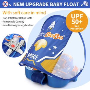 Flotador De Natación Para Bebé Swimbobo Azul De PVC Sin Inflar Con Asiento Y Toldo Para Piscina De Verano - Product Image 3