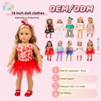 Tenue de poupée OEM personnalisée de 18 pouces : Robe tutu sans manches à imprimé cœurs rouges pour la Saint-Valentin avec bandeau à nœud