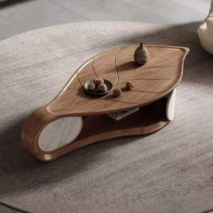 Tavolino <span class=keywords><strong>da</strong></span> caffè impiallacciato in noce 2025 a forma di foglia speciale Set per la luce di lusso nuovo concetto creativo casa Living tavolino in legno - Product Image 1