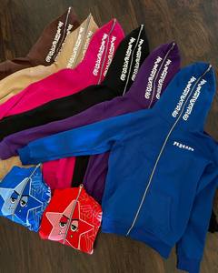 Hoodie Zipper dengan Cetakan DTG Gaya Hiu di Seluruh Bagian, Model Street Heavyweight - Product Image 1