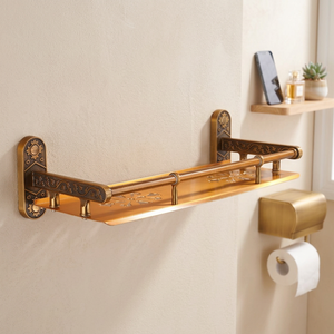 KEGAO Porte-serviettes mural sans perçage pour salle de bain, étagère de rangement pour toilettes et cuisine, porte-serviettes doré - Product Image 5