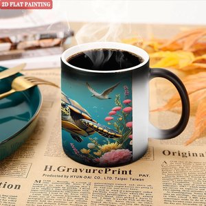 Mug en céramique givrée 11oz, sensible à la chaleur, changeant de couleur, tasse vierge DIY - Product Image 4