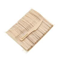 Ensemble de cuillères-fourchettes jetables en bois écologiques et biodégradables – Vaisselle polyvalente pour la restauration rapide et les plats à emporter